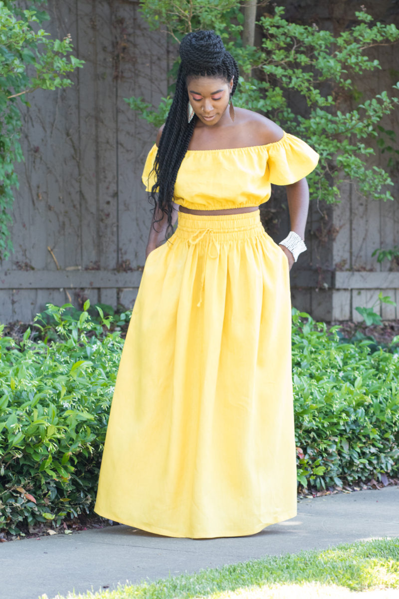 Elastic-waist-maxi-skirt