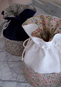 SIMPLE FABRIC DRAWSTRING BASKET